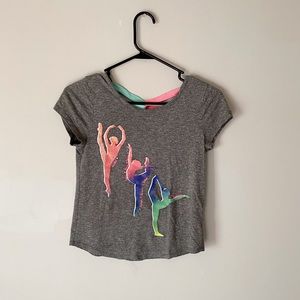 SO Girls Cross Back Sparkly Gymnastics Short Sleeve Tee